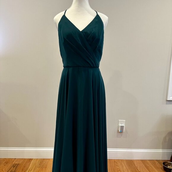 DESSY Ruffled Strap Cutout Wrap Maxi Dress in Evergreen - Picture 4 of 7
